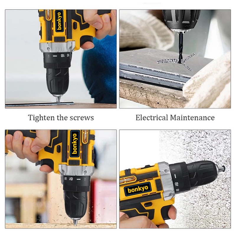 bonkyo 168VF Baterai dua ganda Mesin bor cordless/Elektrik Drill/ bor listrik/beton besi kayu full set pilihan Bor tanpa kabel