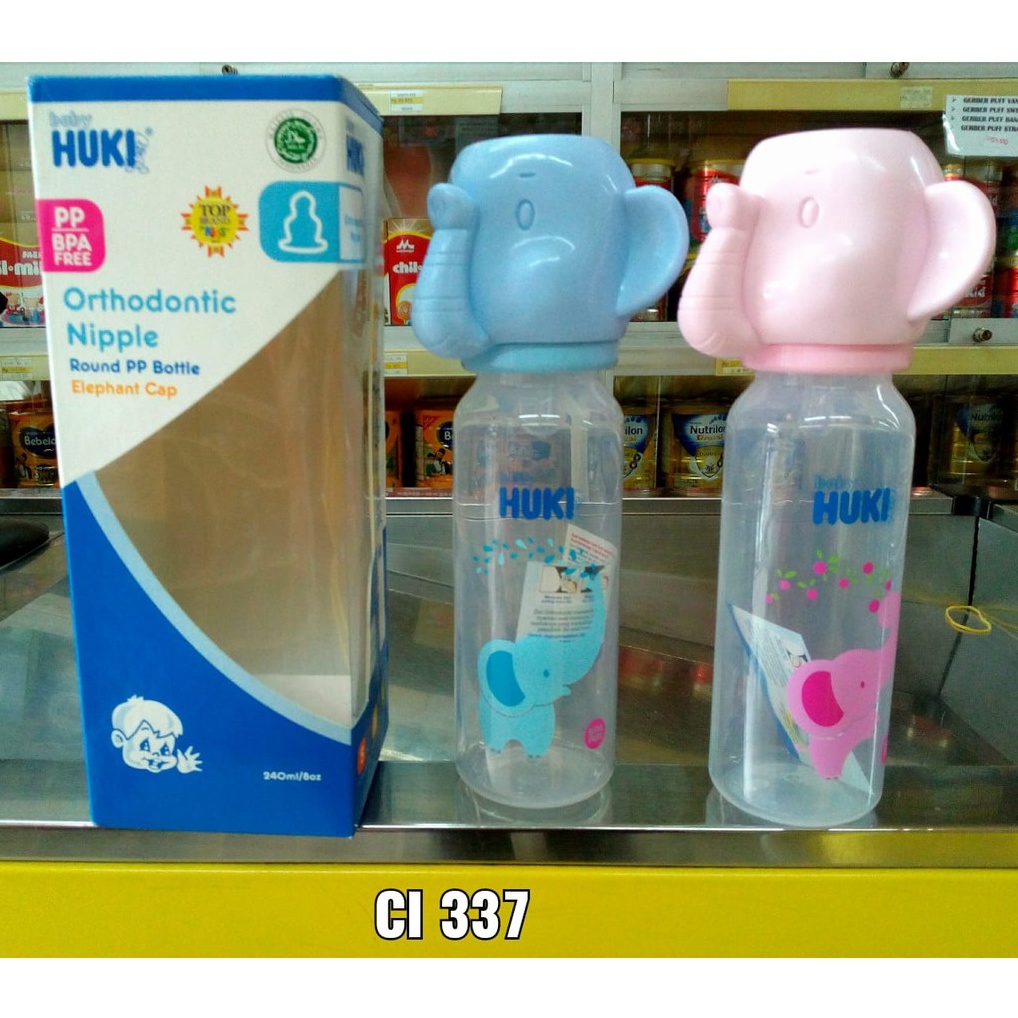 HUKI BOTOL SUSU BAYI CI 337 240ML KARAKTER elephant BPA free mentaribbshop BOTOL SUSU BOTOL DOT