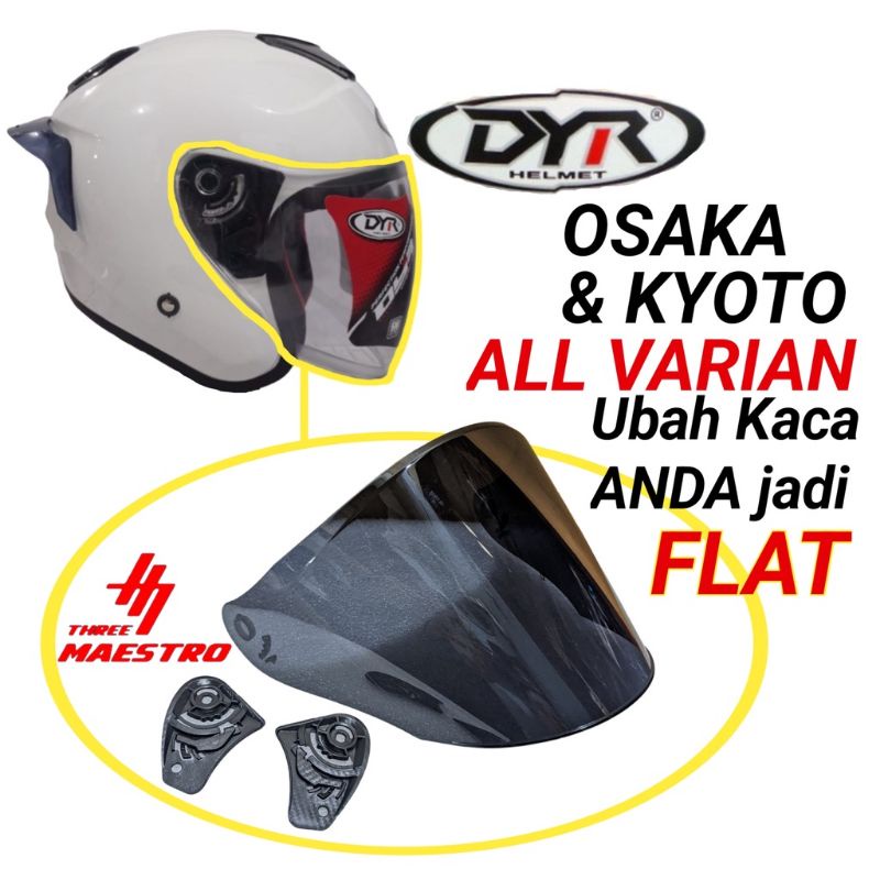 Kaca FLAT Visor Helm DYR OSAKA Visor Helmet FLAT venom open dyr osaka atau clone kyoto