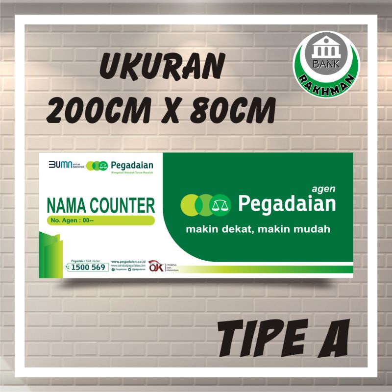 SPANDUK BANNER AGEN PEGADAIAN UKURAN 200CMX80CM