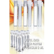 Botol parfum penicilin 2ml/botol tester lidi/tutup putih/hitam ( 1 lusin)