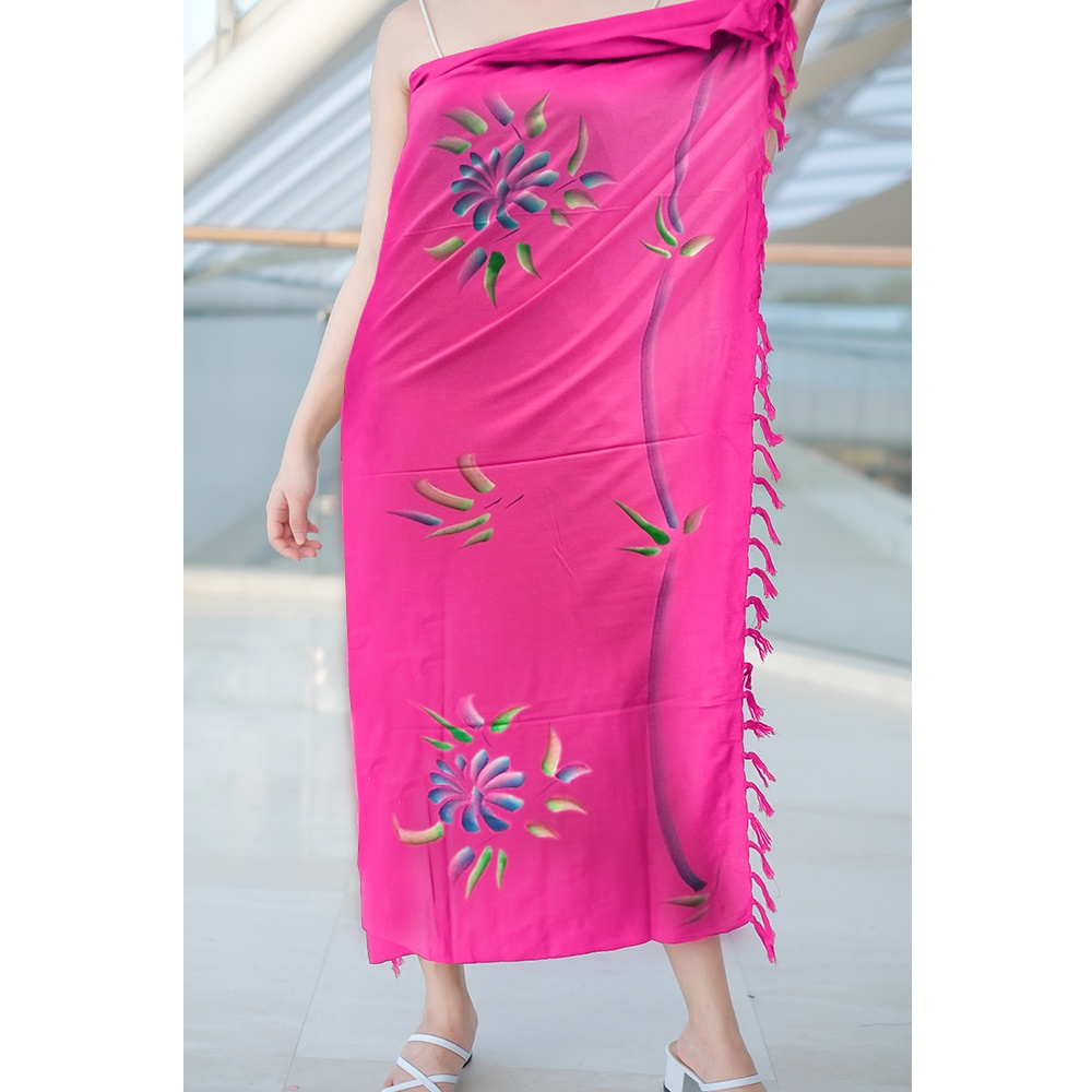 Kain Pantai Bali Motif Bunga Lukis