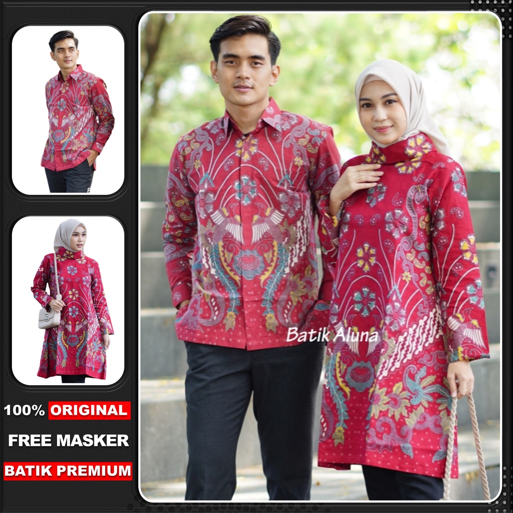 Baju Batik Couple Pasangan 2023 Terbaru Premium Batik Tunik Bahan Katun Prima BY FASHION BATIK ALUNA