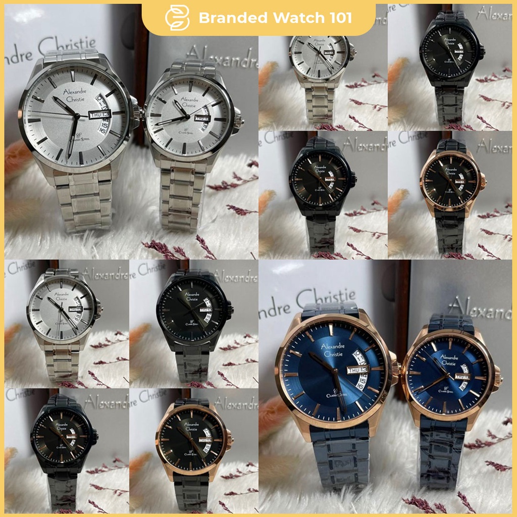 ORIGINAL Jam Tangan Pria &amp; Wanita Alexandre Christie AC 8680 / AC8680 / 8680 Garansi Resmi 1 Tahun, Staainless