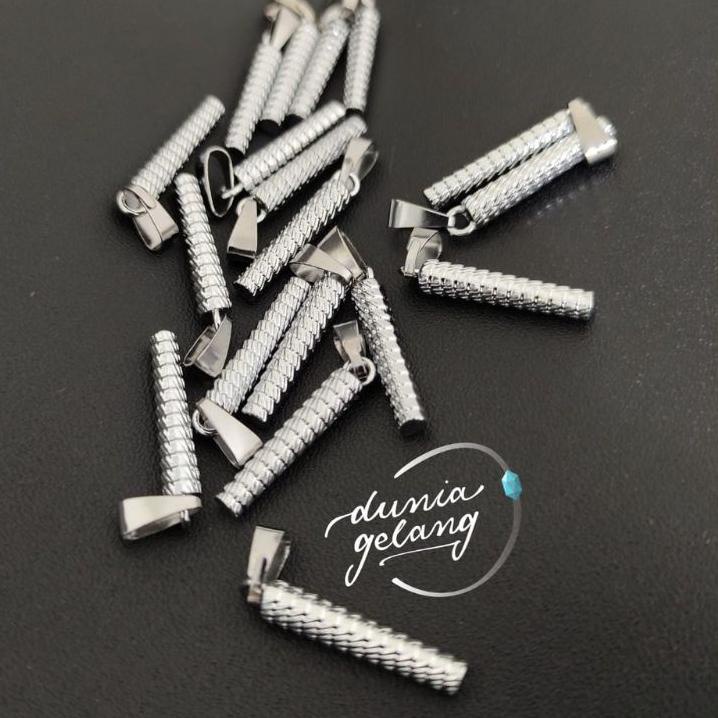 ⚡GROSIR⚡ Rhodium silver kalung  wanita liontin motip bambu tidak luntur & anti karat