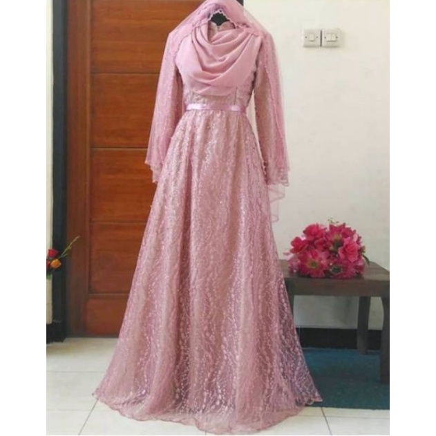 Gaun pengantin syar'i Muslimah Gamis kondangan pesta