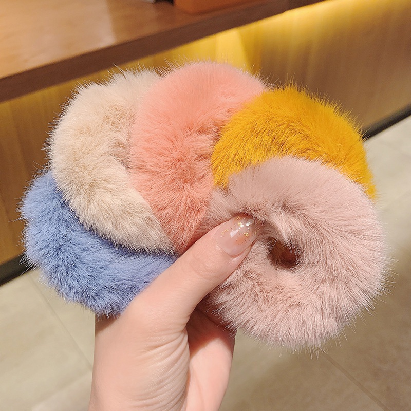 •YF• IR753 Scrunchies Ikat Rambut Model Bulu Bola Pom Pom Ponytail Gaya Korea