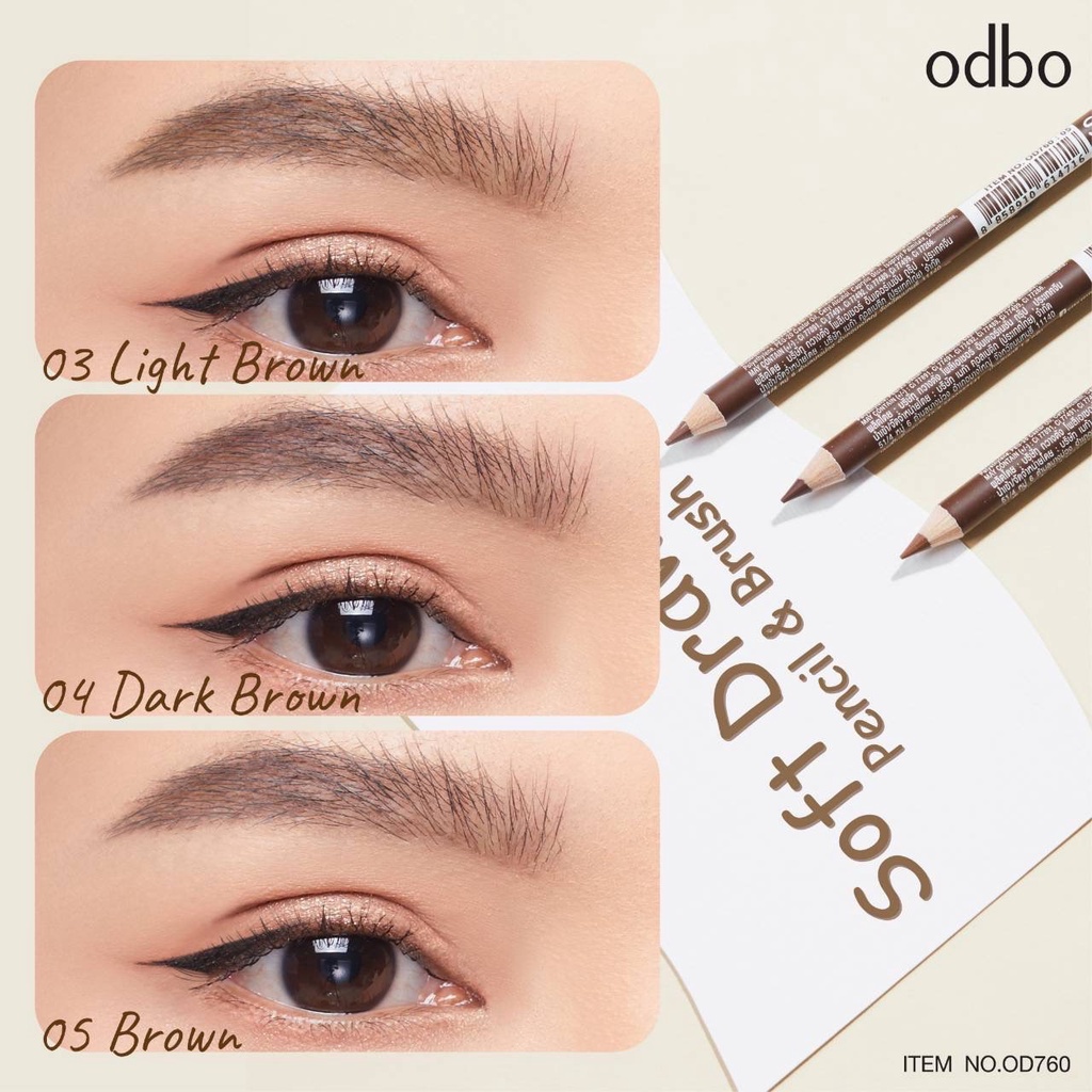 [TERMURAH] ODBO Pensil Alis Lembut  + Kuas | Eyebrow Pencil OD760 | Browit.id