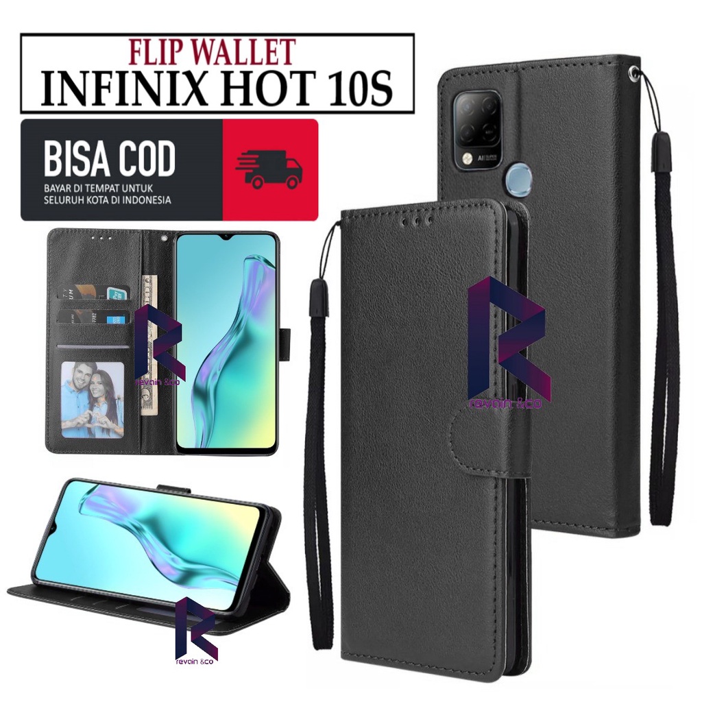 CASE INFINIX HOT 10S FLIP WALLET LEATHER KULIT PREMIUM SARUNG BUKA TUTUP KESING HP FLIP CASE INFINIX HOT 10S