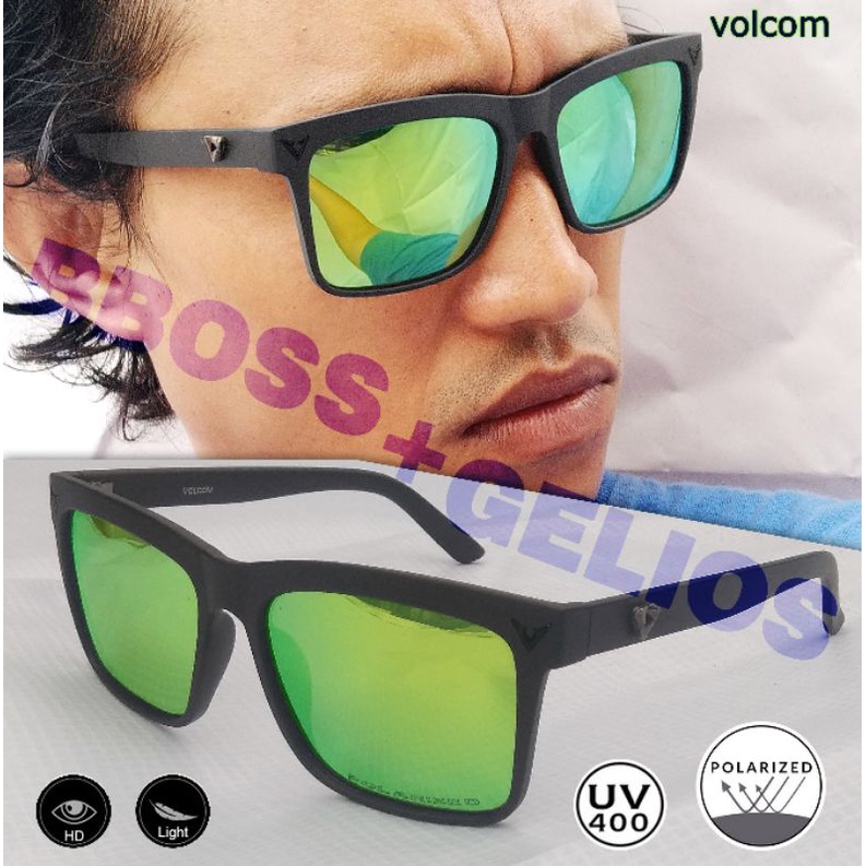 KACAMATA HITAM PRIA WANITA POLARIZED VOLCOM SQUARElook LIME MATTE SUNGLASSES