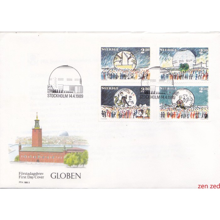 

A455 Prangko Swedia FDC 1989 The Globe 1 Pcs
