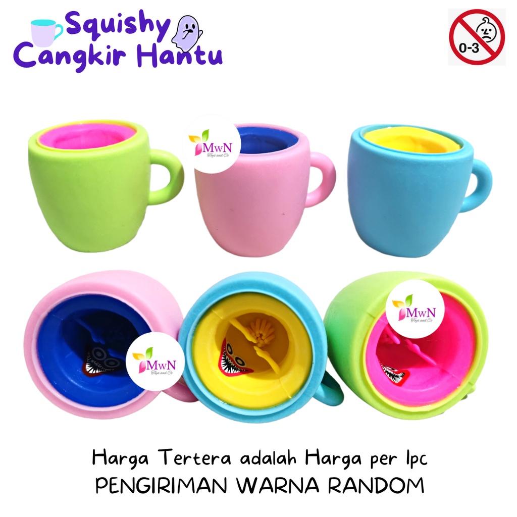 MWN Mainan Squishy bentuk Cangkir ada Hantu / Squishy cup Anti stress