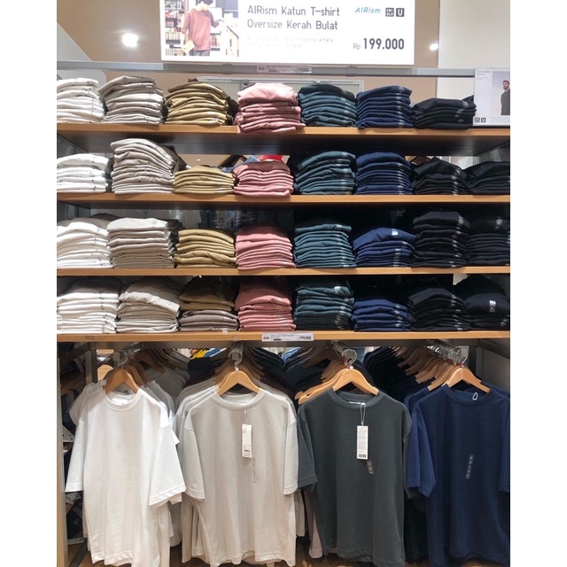 Promo Uniqlo - Men Airism Katun Oversized Crew Neck