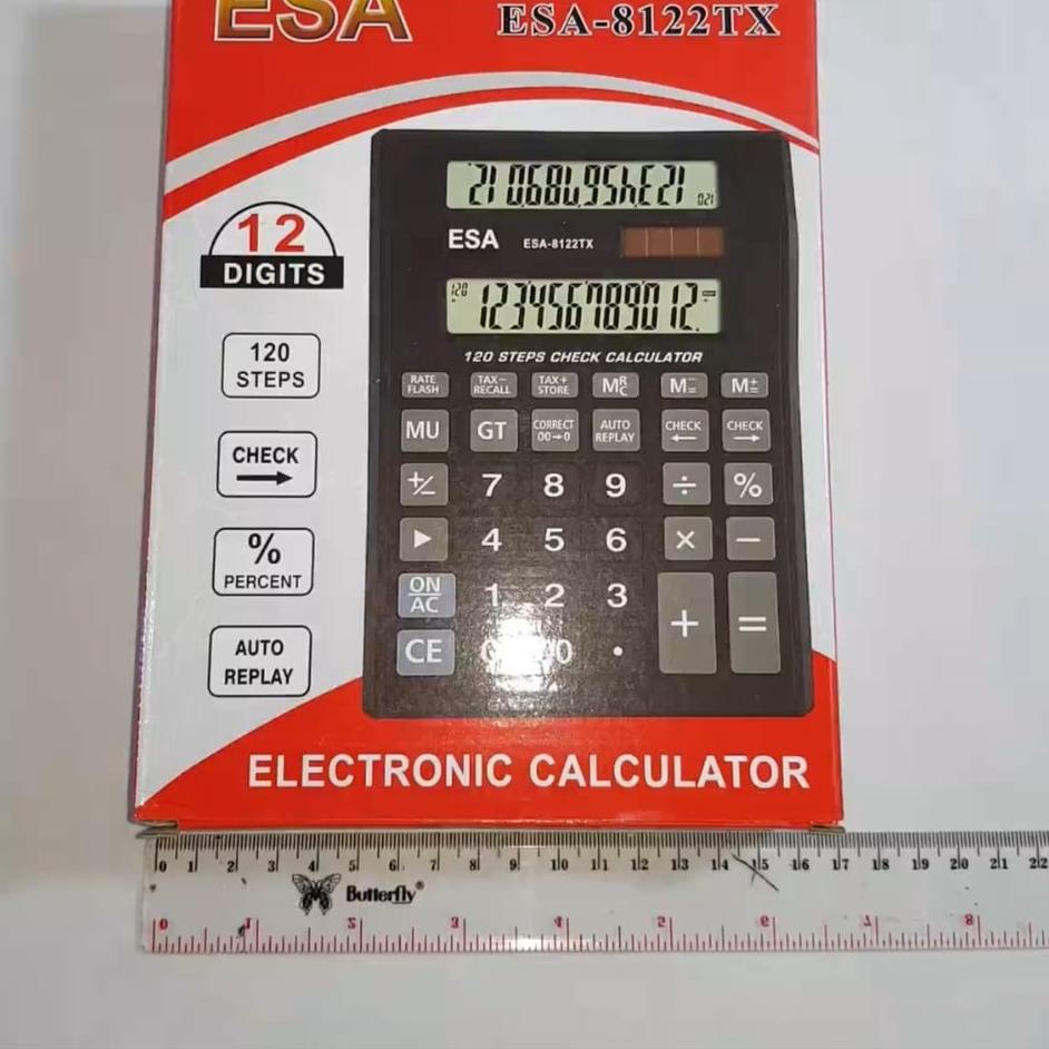 

(A(69♥☞) Kalkulator Layar Lcd Led menyala Calculator Besar Esa 8810 12 digit cek ulang 2 layar bolak balik proses cepat