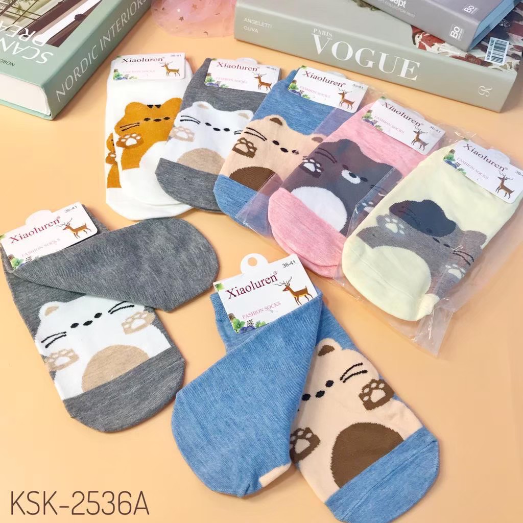 kaos kaki pendek motif kucing xiaoluren import kaus kaki lucu