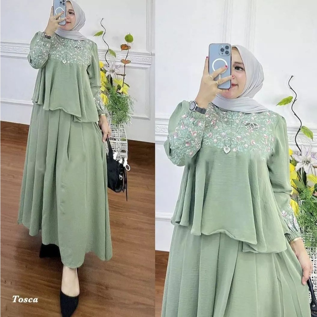 Bajurancak Mozay Set Rok Wanita Terbaru 2022 Premium Setelan Baju Dan Rok Wanita Crinkle Airflow Aplikasi Bordir Baju Setelan