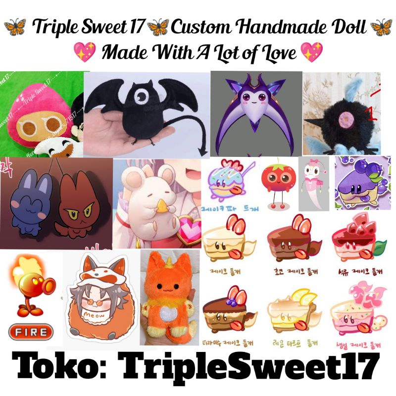 Custom Handmade by TripleSweet17 Burung Dottore doll Cake Hound Cookie Fire mysta rias bantal karakt
