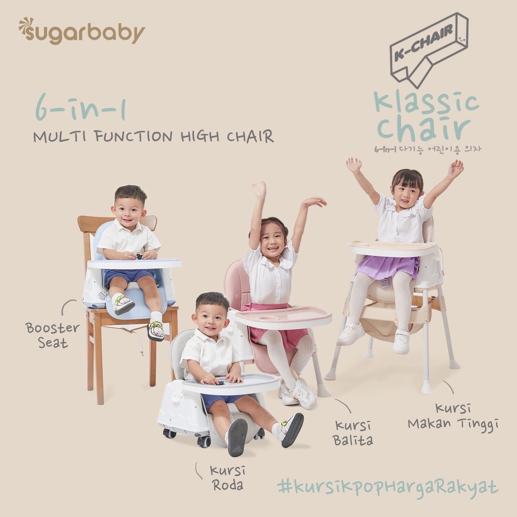 [FREE BUBBLE WRAP] Sugar Baby K-Chair K Chair , Fun Chair, My Chair Booster Seat &amp; High Chair Kursi Makan Bayi Dudukan Bayi