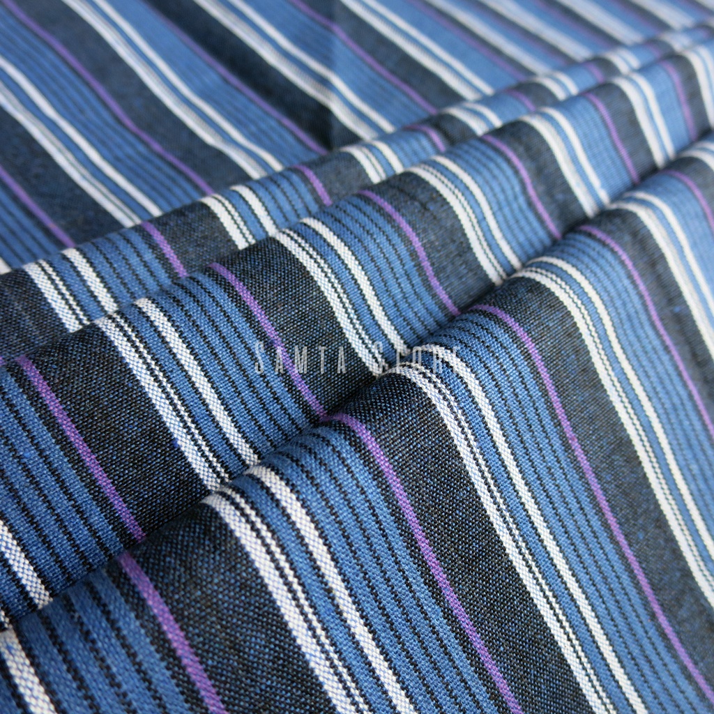 Kain Lurik Salur Biru Ungu Putih