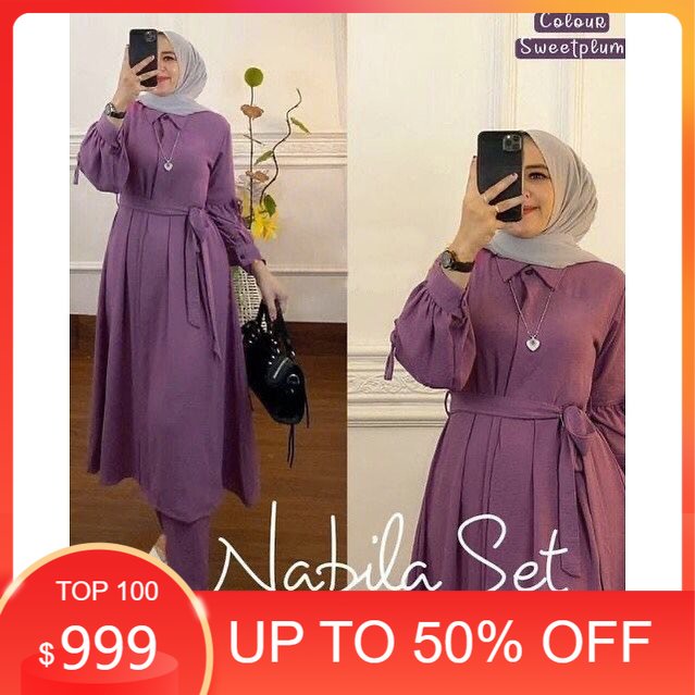 one set wanita dewasa/Set | Setelan Wanita Dewasa Tunik dan Celana Matt Crinkle Air Flow | Pakaian Fashion Muslim Busui Friendly/ pakaian wanita/pakaian wanita kekinian/ setelan wanita kekinian/baju wanita/ atasan wanita