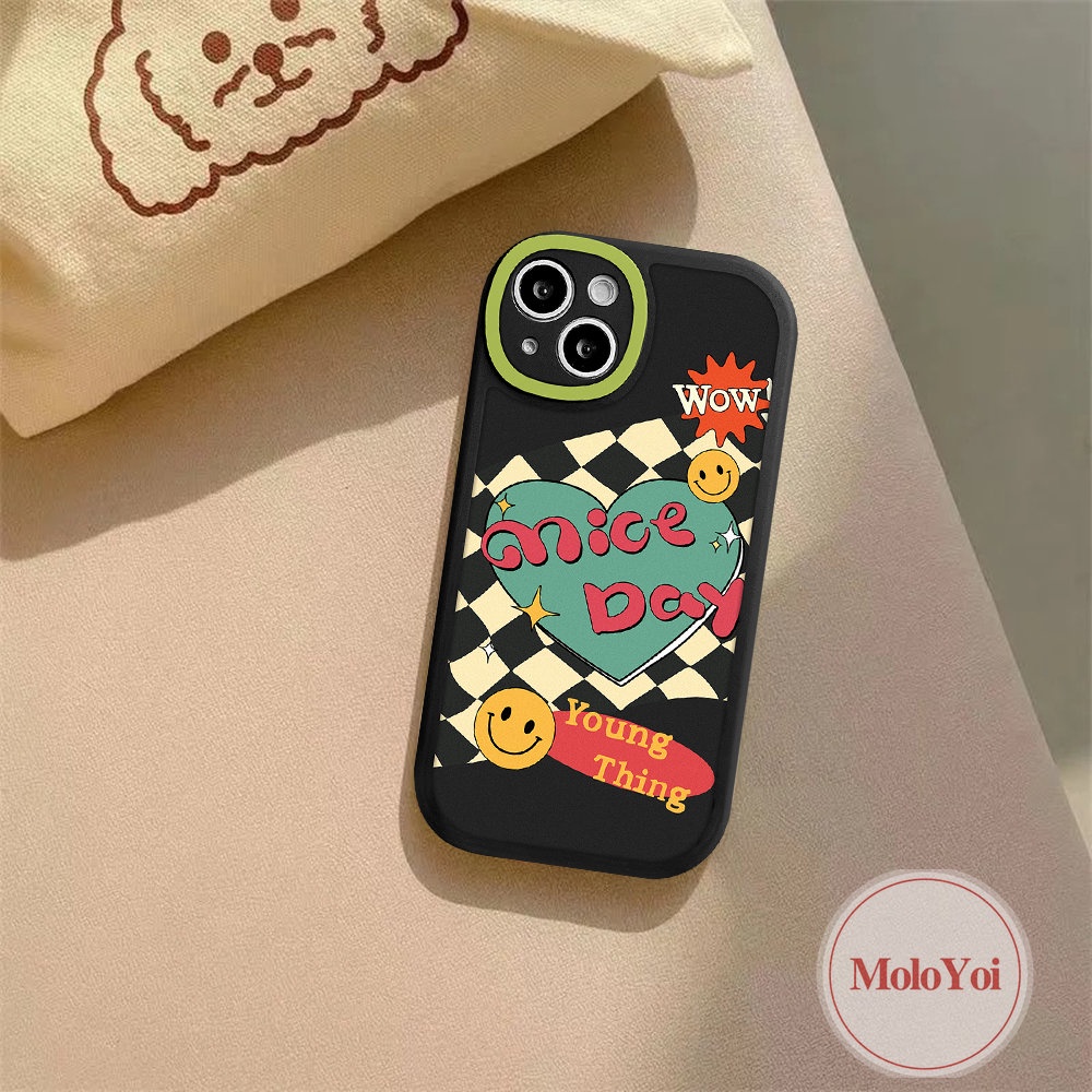 IPHONE Kompatibel Untuk Iphone13 11 12 14 Pro Max7 8 6 6s Plus XR X XS Max14 Plus SE 2020lucu Smile Love Hati Papan Catur Casing Ponsel Shockproof Soft TPU Back Cover