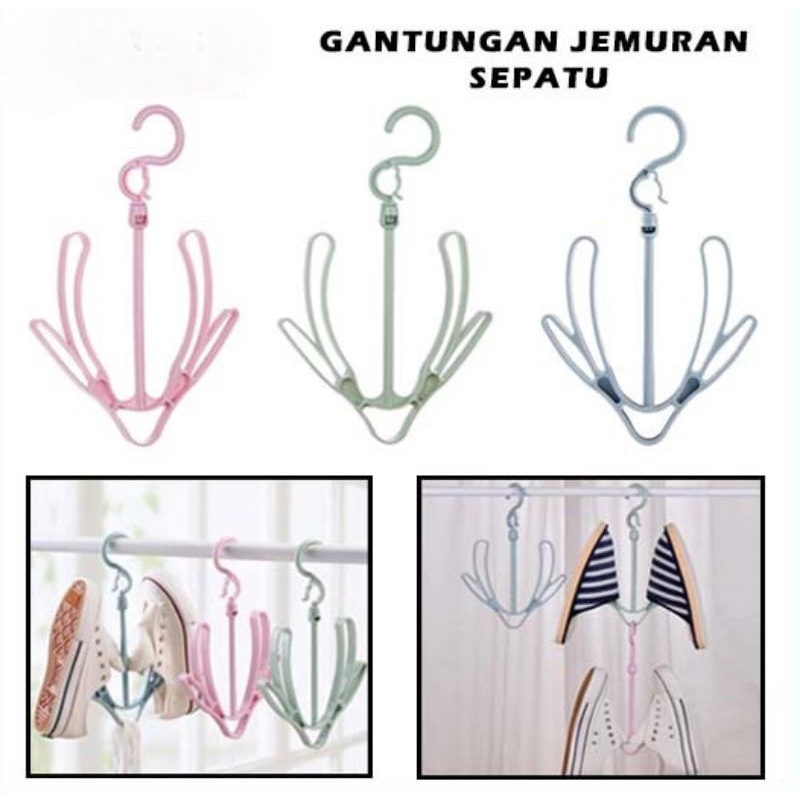 Gantungan Jemuran Sepatu Sandal Hanger Pengering Shoes Kaos Kaki Tas Slop