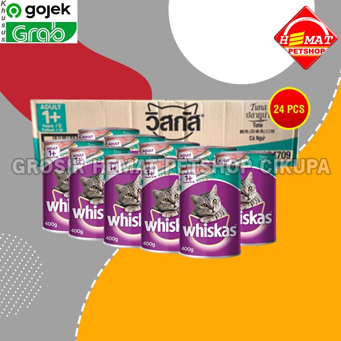 GOSEN Makanan Kucing Whiskas Kaleng Wetfod Grosir Dus Isi 24 PCS 400GR