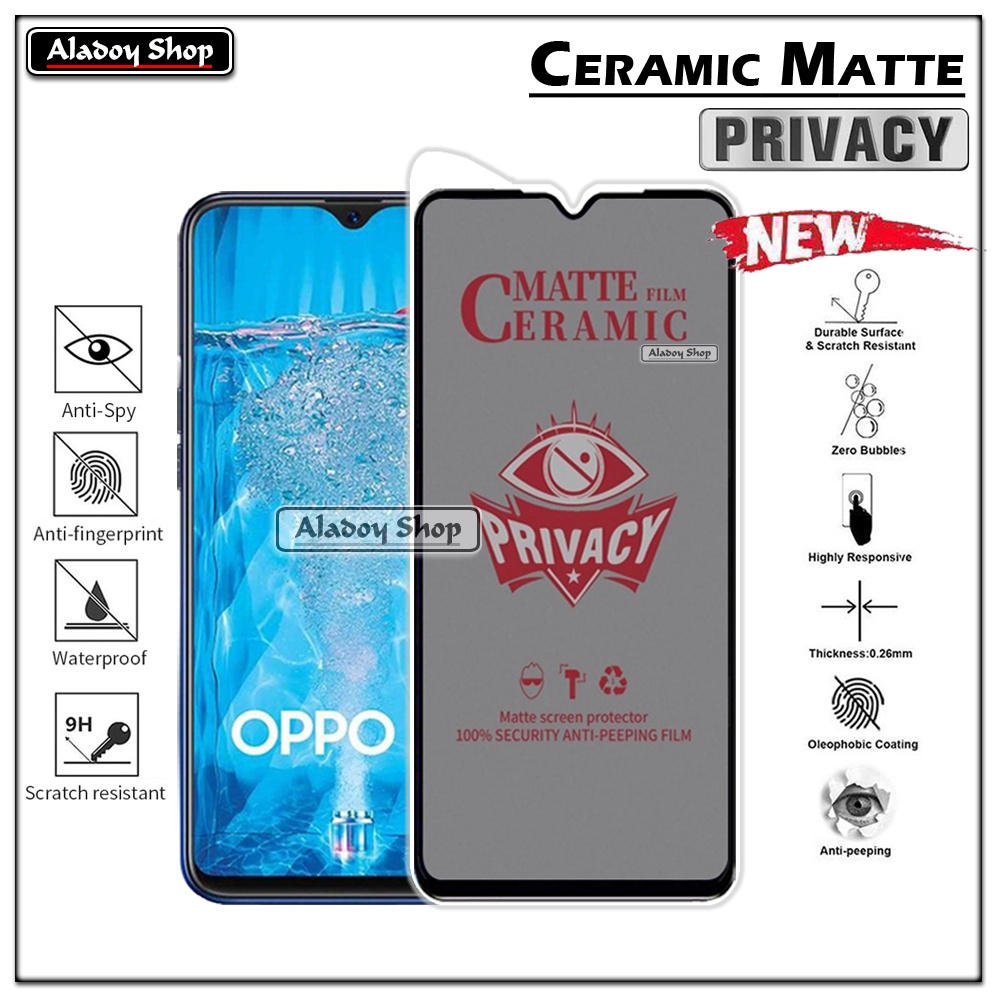 Tempered Glass Anti SPY Oppo F9 Anti Gores Privacy + Tempered Glass kamera dan Skin Carbon