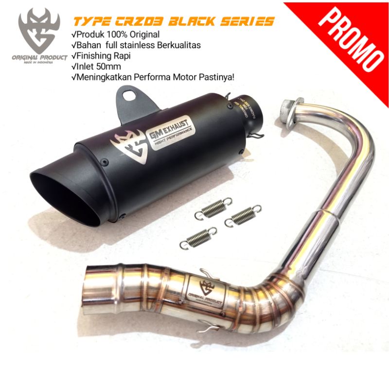 Knalpot Fullset Nmax Pcx Aerox Vario Beat Original Gm Type CRZ03 Black Series