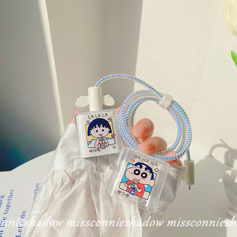 Kartun Karakter Anime Lucu Charger Plug Cover Kompatibel Untuk Apple18/20W Adaptor Charger Lembut TPU USB Cable Spring Line Wrap Protector Data Line Cord Atur Lilitan Kawat Ikat