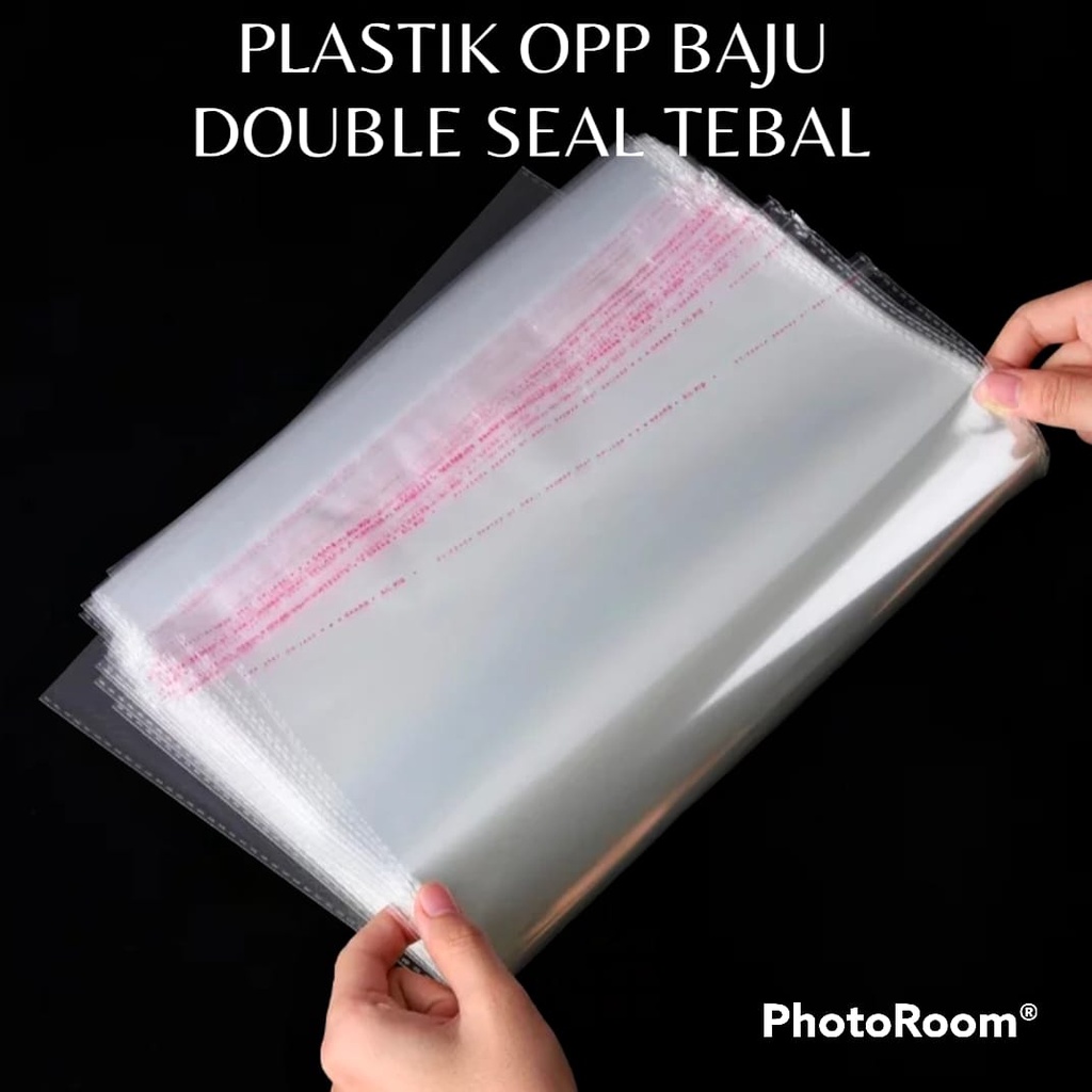 Plastik OPP Baju Double Seal Premium 40 Micron / Plastik OPP Lem Seal isi 50 Lembar