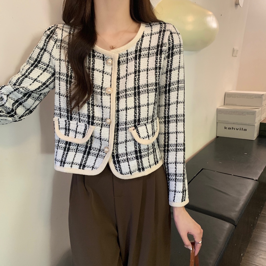 [2 warna] Jaket Wanita Terbaru Lengan Panjang Jacket Mantel Pendek Korean Style