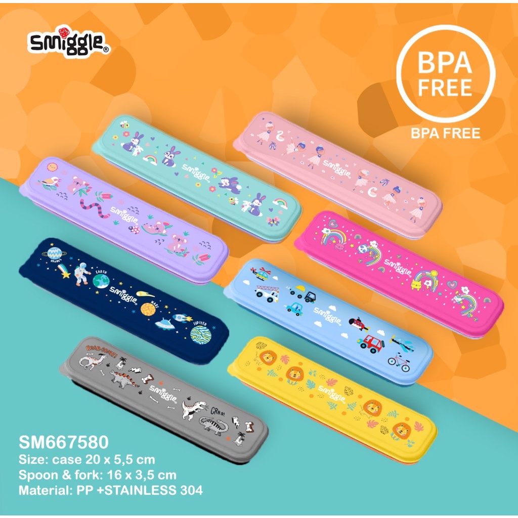 Smiggle Cutlery Set Sendok Garpu Stainless / Alat Makan Anak