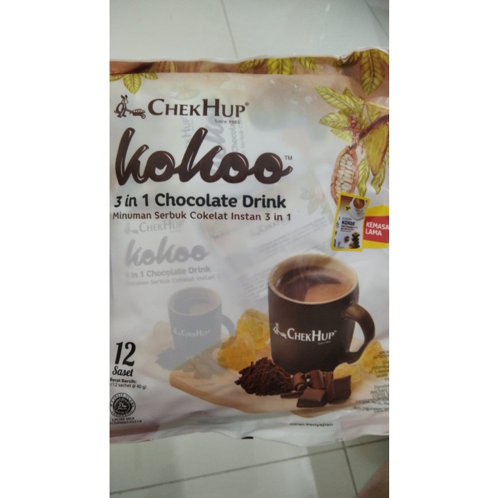 

Chek hup kokoo 3in1 chocolate drink 12 sachet x 40 gr BPOM - ED JAN 2023