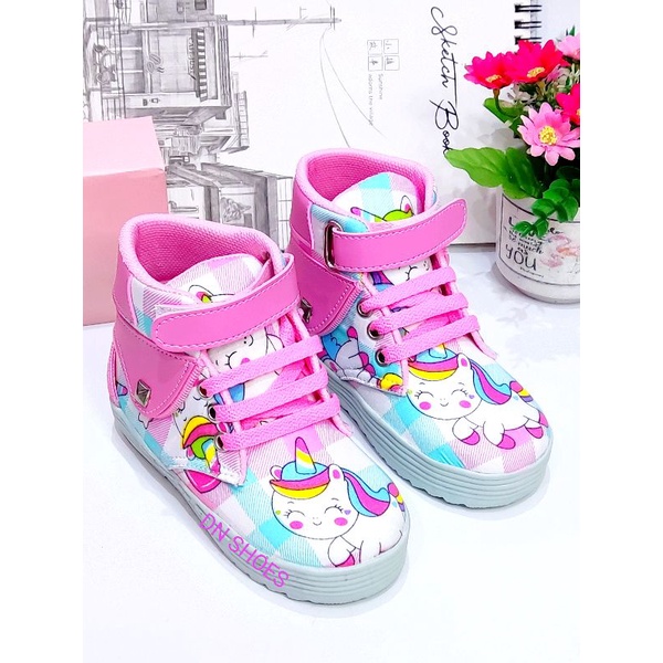 Sepatu Boots Anak Perempuan Sepatu Tali Anak Boot Anak Perempuan Murah Lucu Karakter Unicorn Tosca Juice