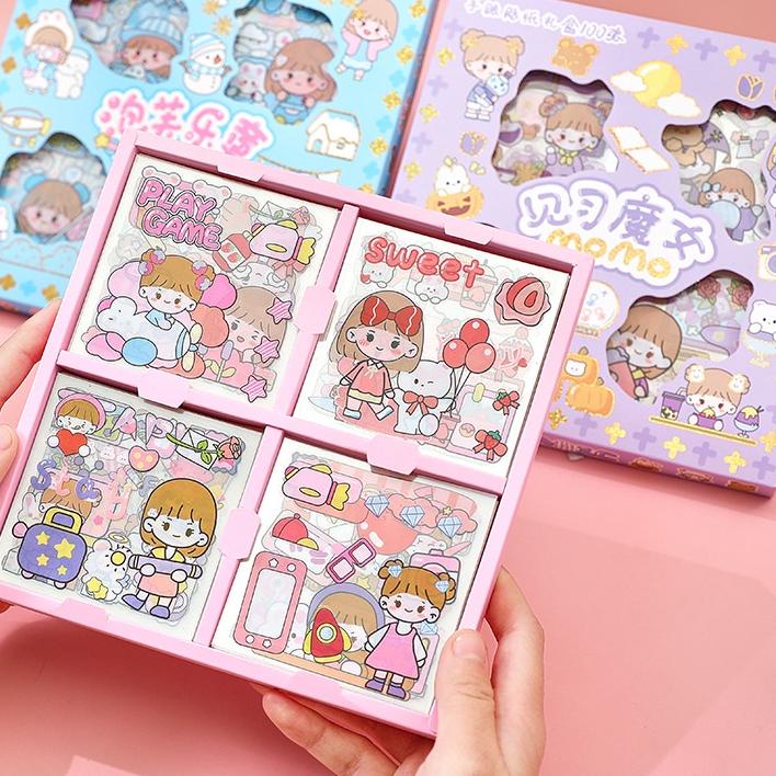 

Model Baru Waterproof stickers DIY stickers Cup stickers Stiker Desain Motif Kartun Perempuan``