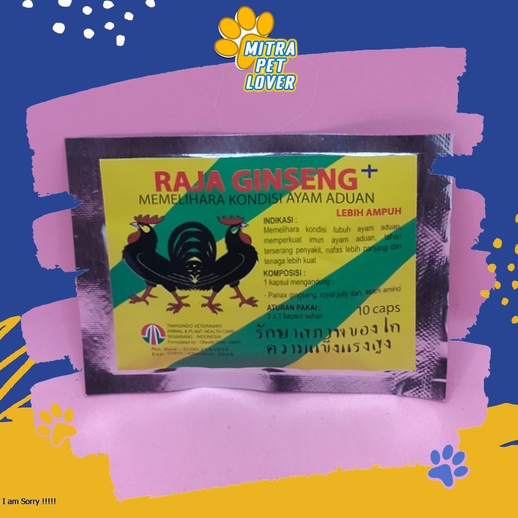 KAPSUL PEMELIHARA KONDISI AYAM - RAJA GINSENG CAPSULE - 10 CAPSUL MEMPERKUAT IMUN AYAM ADUAN TAHAN T