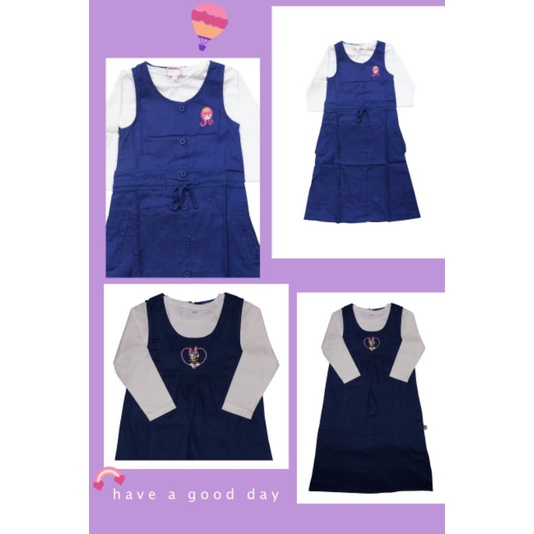 Atasan kaos set overall rok / dress gamis panjang anak perempuan rodeo junior girl/rodeo junior