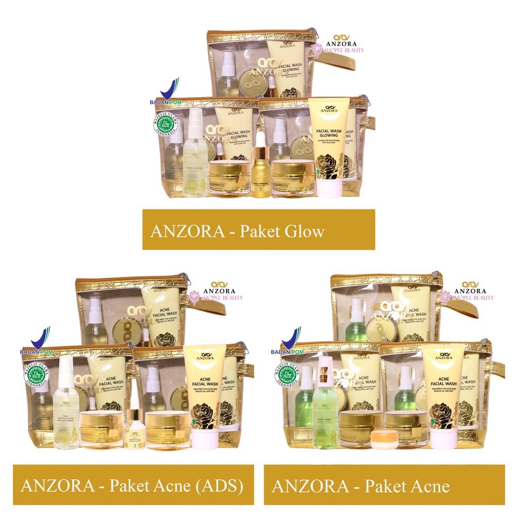 ANZORA Skincare Bpom Ance Flek Glowing Perawatan Wajah Pria Wanita Pencerah Wajah Pemutih Wajah