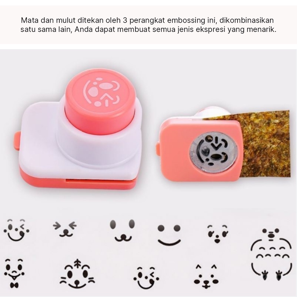 GrosirMart Cetakan Pemotong Nori Rumput Laut Cetak Muka Emoticon Nori Puncher Onigiri Sushi Bento Bahan Premium Bentuk Karakter kartun