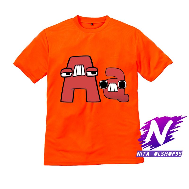 kaos alphabet lore A baju anak huruf alphabet