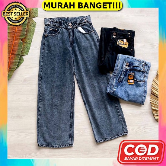 [Cod] Jammi Set Tunik Top Celana Monza Setelan Wanita Jeans Jins Denim Terbaru Ellen Kulot Jeans Kod