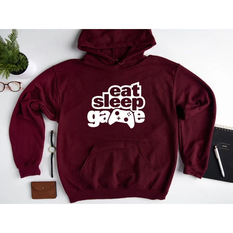 Eat Sleep Game Jumper Hoodie II Sweater Hoodie Trendy II Sweter Oblong Topi Sz M - XL Anak &amp; Dewasa ( Pria &amp; Wanita )