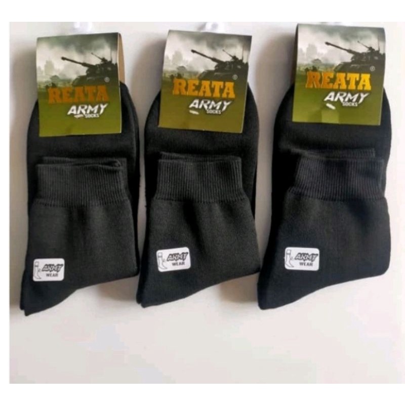 kaos kaki sport TNI hitam polos tebal model 3/4 pria dewasa