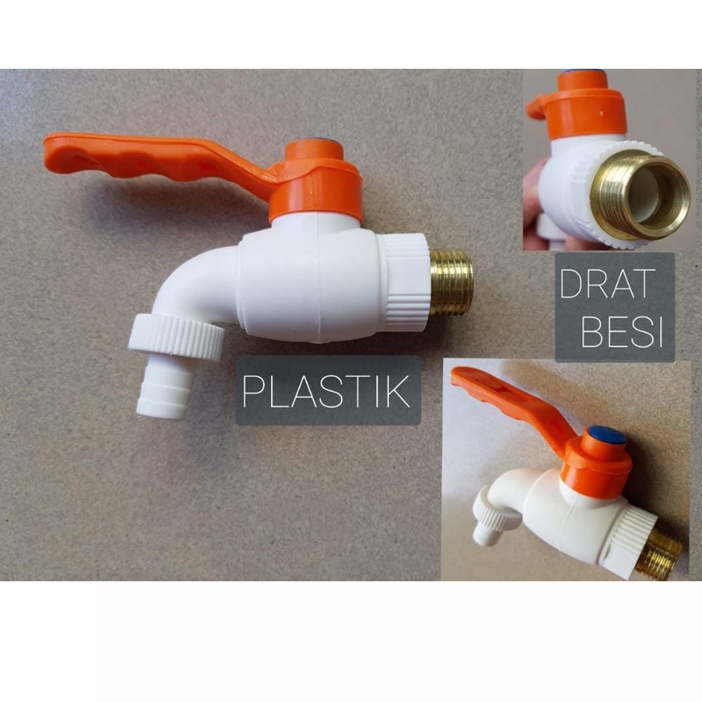 Keran/Kran PVC Jumbo Turkey Drat Kuningan 1/2 - Kran Tembok PVC Jumbo Keran Air Taman 1/2