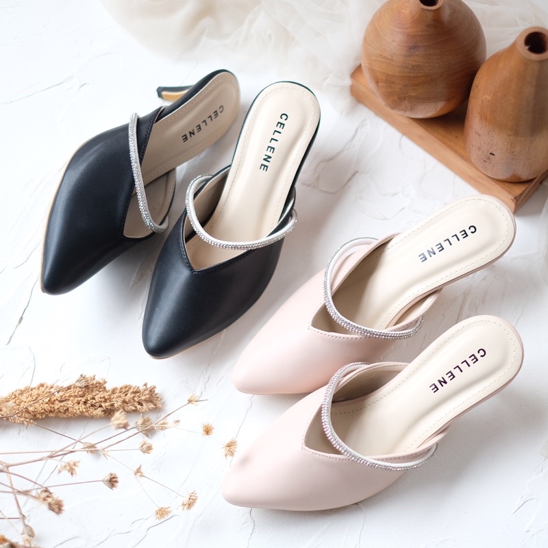 𝗖𝗘𝗟𝗟𝗘𝗡𝗘 Ghea Heels / sepatu pesta kondangan wedding wisuda 5cm selop