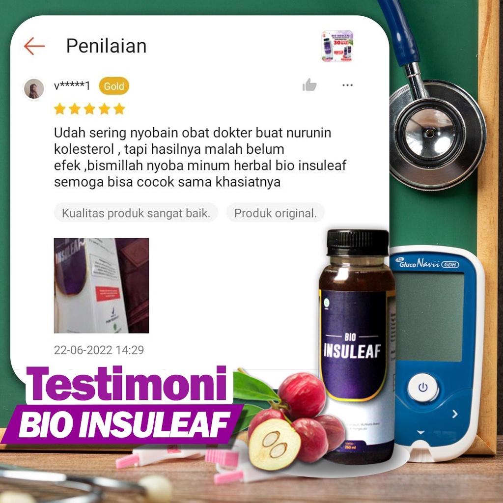 Bio Insuleaf - Turunkan Gula Darah Kolesterol Cegah &amp; Atasi Kencing Manis Diabetes Melitus Cegah Gagal Ginjal