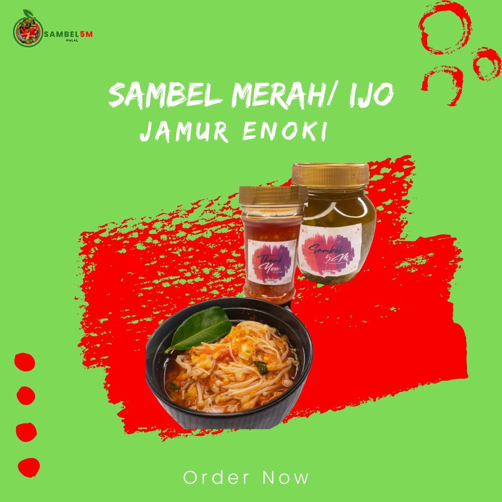 

SAMBEL 5M SAMBEL MERAH SAMBEL IJO ENOKI UKURAN 200ML #TAKTERLUPAKAN MANTEP