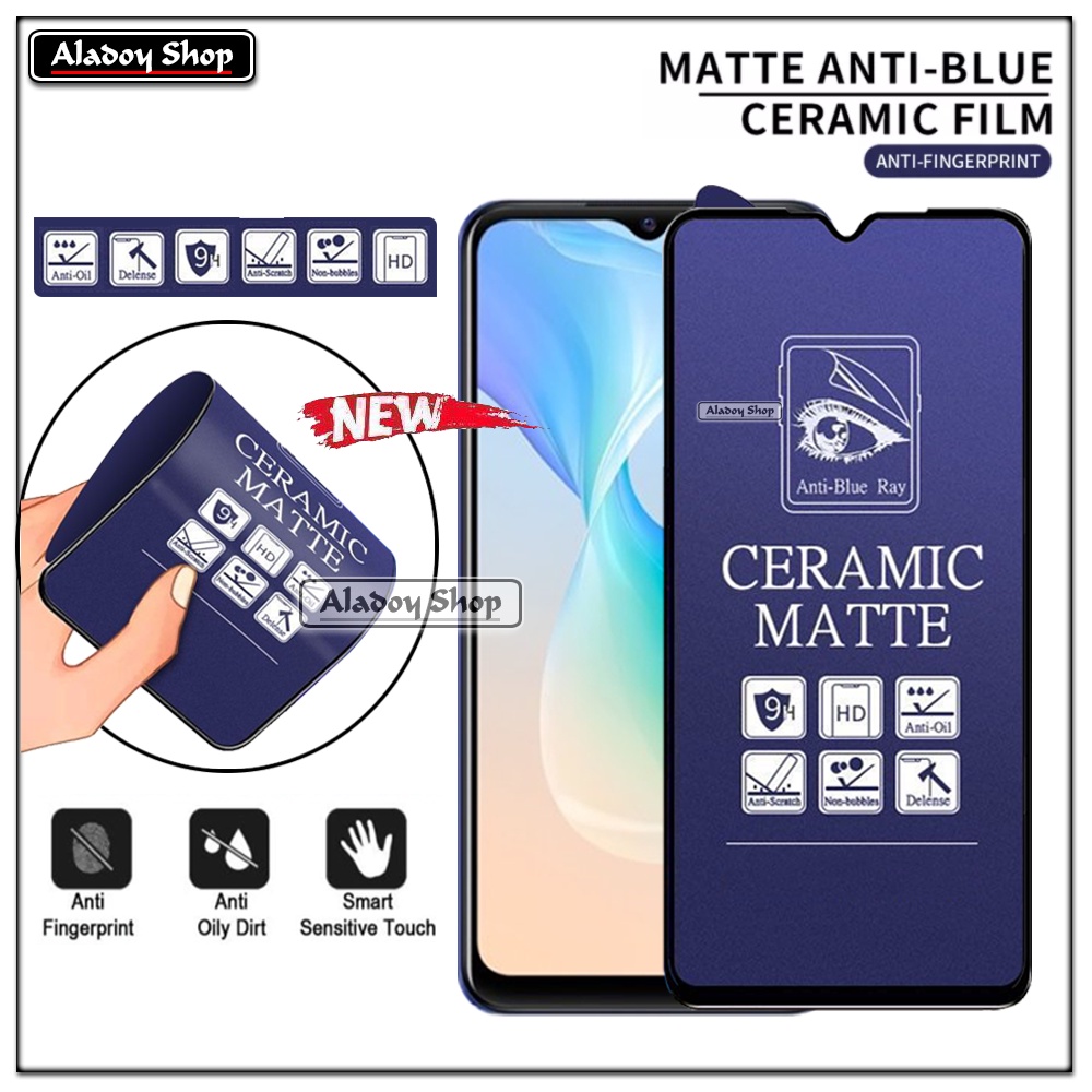 PAKET 3IN1 Anti Gores Blue Matte Anti Glare Vivo Y33T/Y33S + Tempered Glass Camera dan Skin Carbon