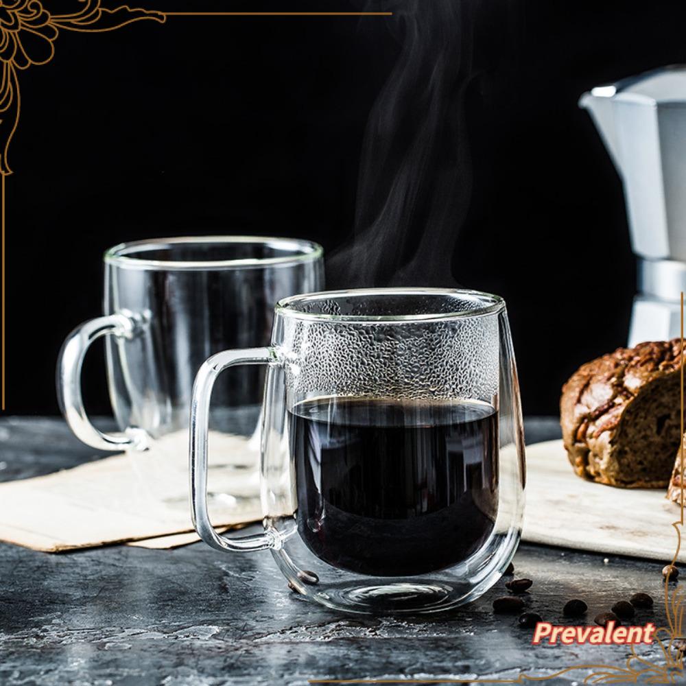 Preva Double Wall Glass Cup Tahan Panas Handmade Mini Whisky Cup Cangkir Kopi Espresso Breakfast Mug Transparan Bening